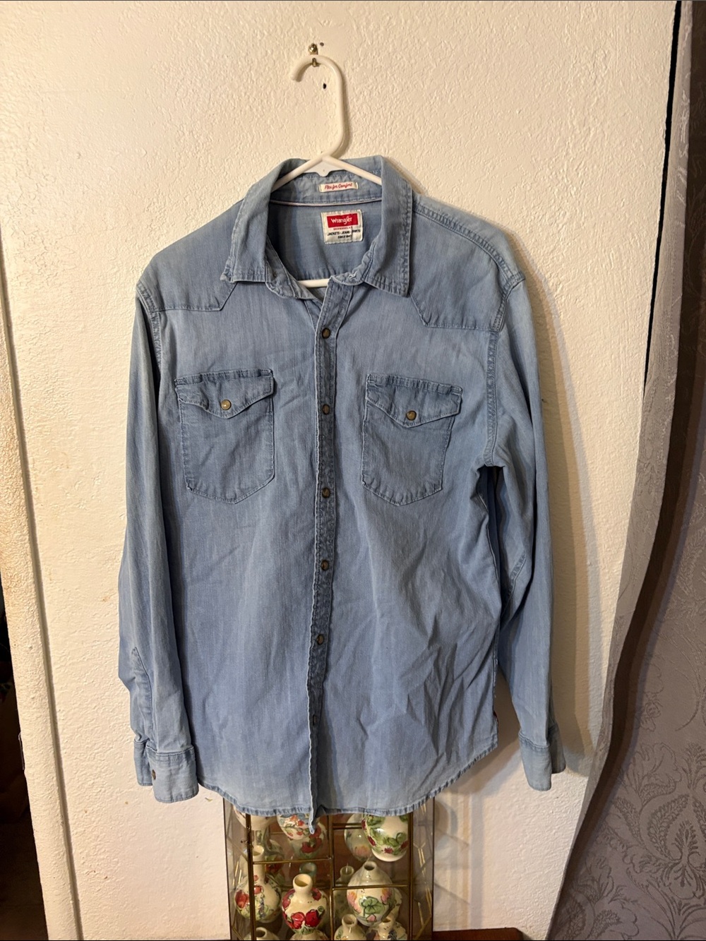 Wrangler Light Blue Denim Snap-Front Shirt